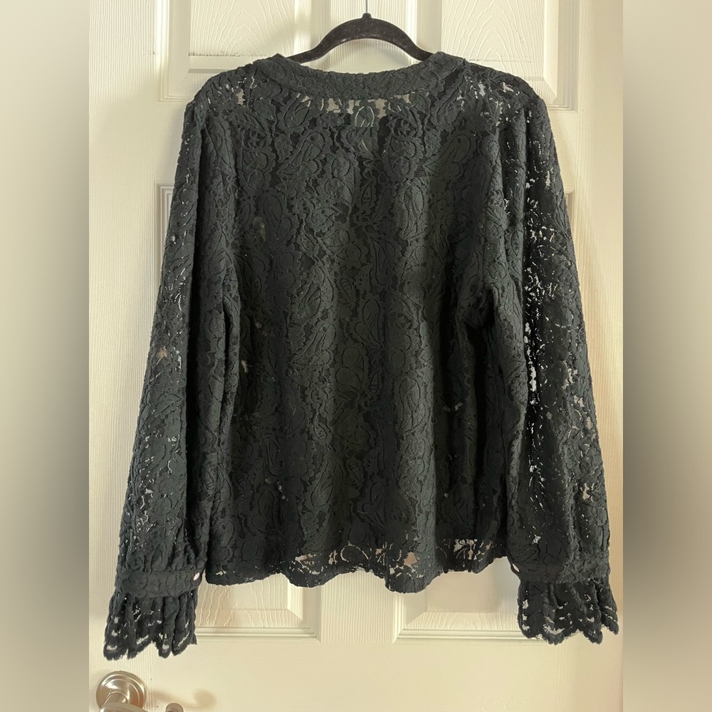 Source Unknown Black Lace Button-Down Women's Shirt XL - Picture 3 of 3